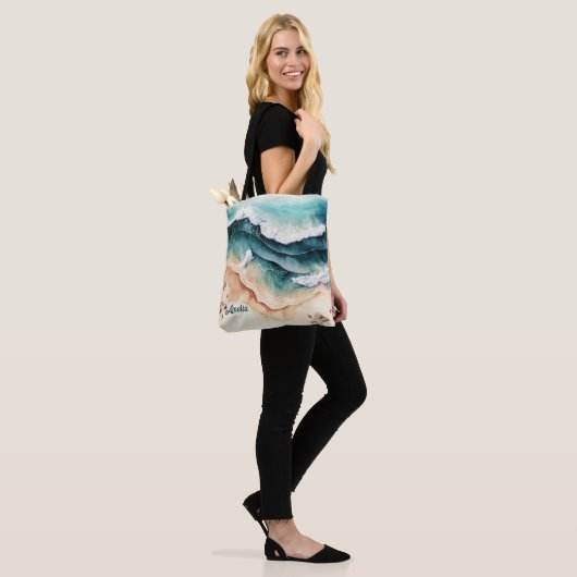 Modern Beach Zee Waves Zeezand Tote Bag (Op model)