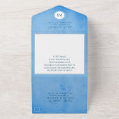 Modern Beachy Ocean Blue Summer Wedding All In One Uitnodiging (Buitenkant)