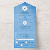 Modern Beachy Ocean Blue Summer Wedding All In One Uitnodiging (Binnen)