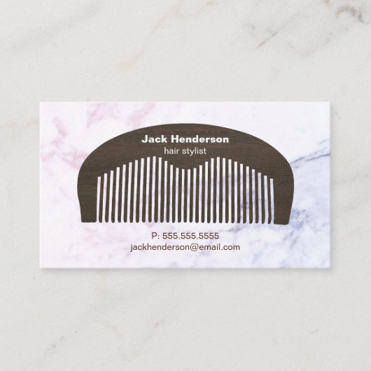 Modern Beard Comb & Marble | Visitekaartje Afsprakenkaartje (Voorkant)