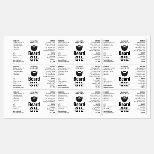 Modern Beard Oil Label 1 OZ 30ml druppelflesje (Vel)