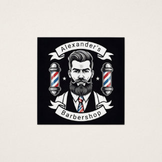 Modern Bearded Man Vierkante Visitekaartjes