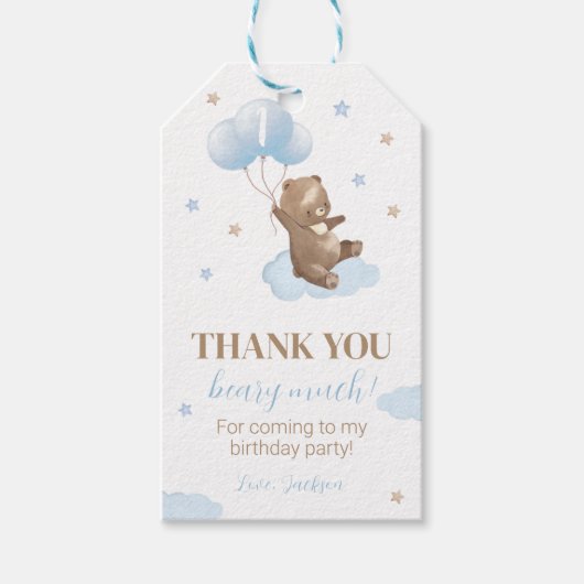 Modern Beary 1st Birthday Dank u Label Cadeaulabel (Voorkant)