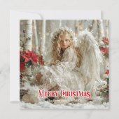 Modern beautiful angel red and gold trendy greetin feestdagenkaart (Voorkant)