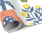 Modern beautiful flower pattern Pink yellow green Cadeaupapier (Rol Hoek)