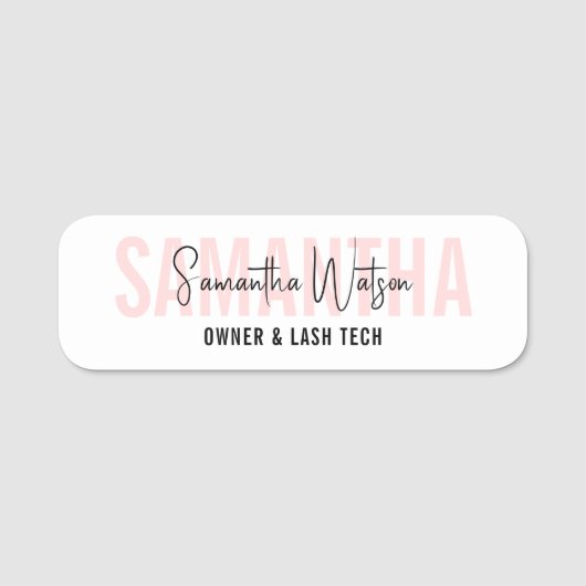 Modern Beauty Haarsalon Blush Roze Estheticus Naamplaatje (Voorkant)