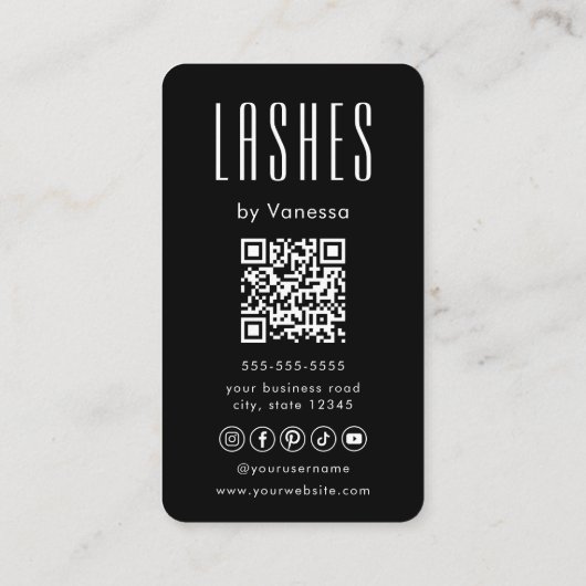 Modern Beauty Lashes Salon QR Code Visitekaartje (Achterkant)