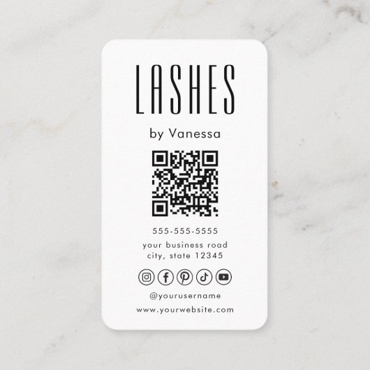 Modern Beauty Lashes Salon QR Code Visitekaartje (Achterkant)