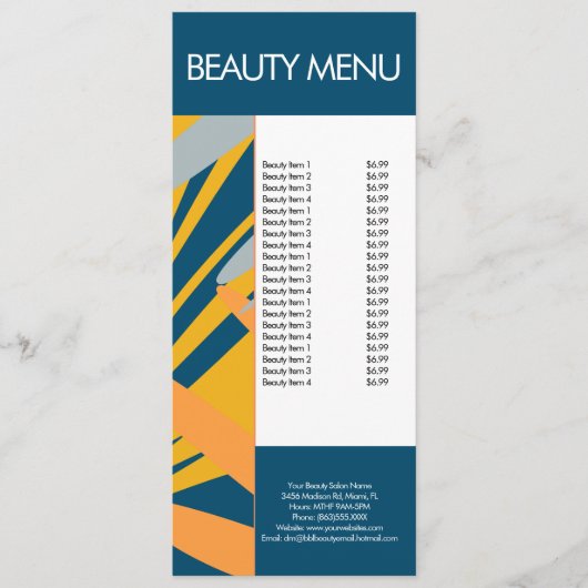 Modern Beauty Makeup Tropical Pattern Menu (Voorkant)