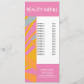 Modern Beauty Makeup Tropical Pattern Pink Menu (Voorkant)