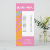 Modern Beauty Makeup Tropical Pattern Pink Menu (Staand voorkant)