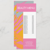 Modern Beauty Makeup Tropical Pattern Pink Menu (Voorkant / Achterkant)