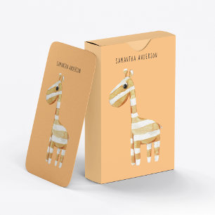 Modern Beauty Oranje Giraffe met naam Pokerkaarten
