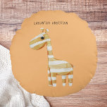 Modern Beauty Oranje Giraffe met naam Rond Kussen<br><div class="desc">Modern Beauty Oranje Giraffe met naam</div>