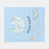 Modern Beauty Pastel Blue Elephant & Stars Kind Fleece Deken (Voorkant (Horizontaal))