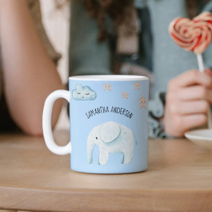 Modern Beauty Pastel Blue Elephant & Stars Kind Koffiemok