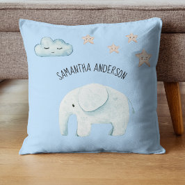 Modern Beauty Pastel Blue Elephant & Stars Kind Kussen