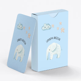 Modern Beauty Pastel Blue Elephant & Stars Kind Pokerkaarten