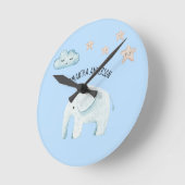 Modern Beauty Pastel Blue Elephant & Stars Kind Ronde Klok (Hoek)