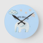 Modern Beauty Pastel Blue Elephant & Stars Kind Ronde Klok (Voorkant)