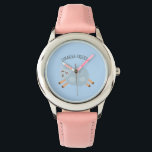 Modern Beauty Pastel Blue Sheep And Kid Name Horloge<br><div class="desc">Modern Beauty Pastel Blue Sheep And Kid Name</div>