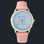 Modern Beauty Pastel Blue Sheep And Kid Name Horloge<br><div class="desc">Modern Beauty Pastel Blue Sheep And Kid Name</div>