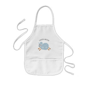Modern Beauty Pastel Blue Sheep And Kid Name Kinder Schort