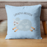 Modern Beauty Pastel Blue Sheep And Kid Name Kussen<br><div class="desc">Modern Beauty Pastel Blue Sheep And Kid Name</div>