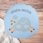 Modern Beauty Pastel Blue Sheep And Kid Name Rond Kussen<br><div class="desc">Modern Beauty Pastel Blue Sheep And Kid Name</div>