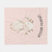 Modern Beauty Pastel Pink Bunny met naam Fleece Deken (Voorkant (Horizontaal))