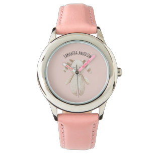 Modern Beauty Pastel Pink Bunny met naam Horloge