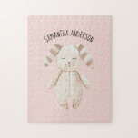 Modern Beauty Pastel Pink Bunny met naam Legpuzzel<br><div class="desc">Modern Beauty Pastel Pink Bunny met naam</div>