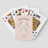 Modern Beauty Pastel Pink Bunny met naam Pokerkaarten (Achterkant)