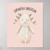 Modern Beauty Pastel Pink Bunny met naam Poster (Voorkant)