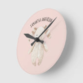 Modern Beauty Pastel Pink Bunny met naam Ronde Klok (Hoek)