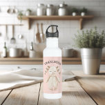 Modern Beauty Pastel Pink Bunny met naam Waterfles<br><div class="desc">Modern Beauty Pastel Pink Bunny met naam</div>