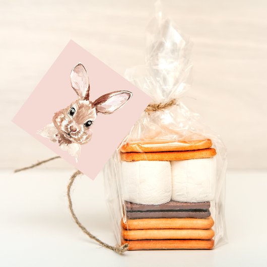 Modern Beauty Pastel Pink Waterverf Bunny Lovely Bedankjes Labels