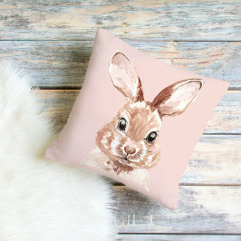 Modern Beauty Pastel Pink Waterverf Bunny Lovely Buitenkussen