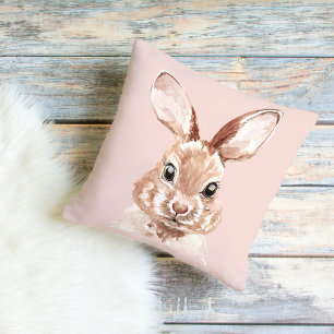 Modern Beauty Pastel Pink Waterverf Bunny Lovely Buitenkussen