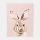 Modern Beauty Pastel Pink Waterverf Bunny Lovely Fleece Deken (Voorkant)