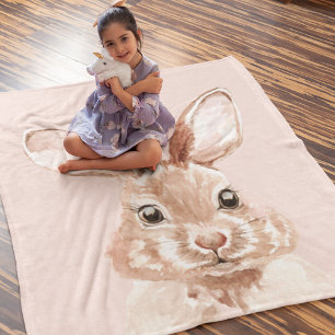 Modern Beauty Pastel Pink Waterverf Bunny Lovely Fleece Deken