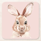 Modern Beauty Pastel Pink Waterverf Bunny Lovely Kartonnen Onderzetters (Voorkant)