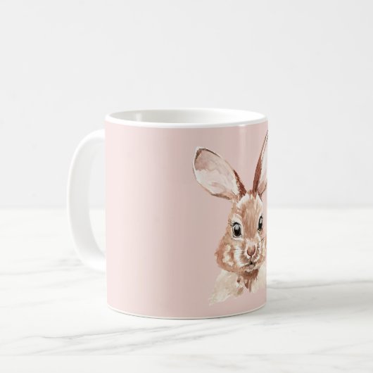 Modern Beauty Pastel Pink Waterverf Bunny Lovely Koffiemok (Voorkant links)