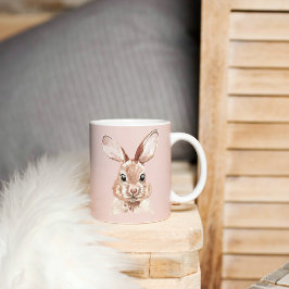 Modern Beauty Pastel Pink Waterverf Bunny Lovely Koffiemok