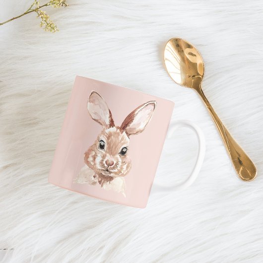 Modern Beauty Pastel Pink Waterverf Bunny Lovely Koffiemok