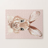 Modern Beauty Pastel Pink Waterverf Bunny Lovely Legpuzzel (Horizontaal)