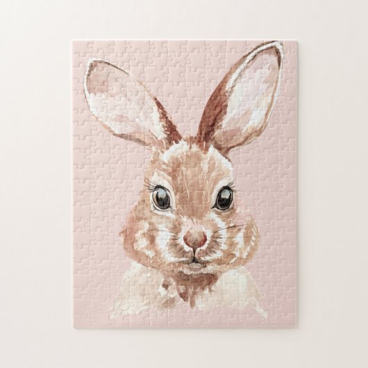 Modern Beauty Pastel Pink Waterverf Bunny Lovely Legpuzzel (Verticaal)
