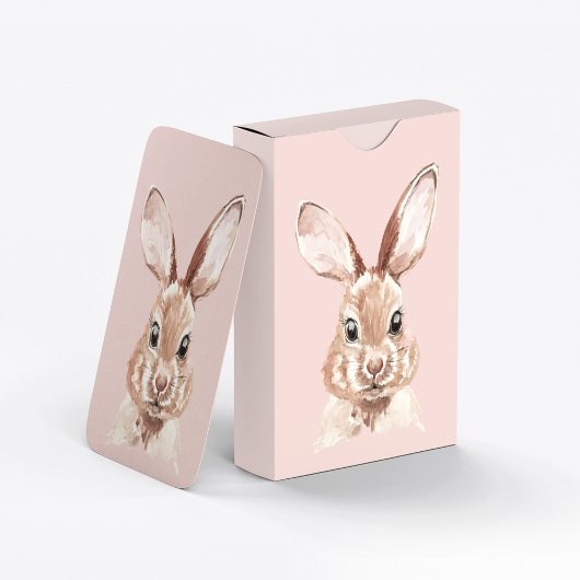 Modern Beauty Pastel Pink Waterverf Bunny Lovely Pokerkaarten