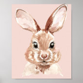 Modern Beauty Pastel Pink Waterverf Bunny Lovely Poster (Voorkant)