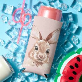 Modern Beauty Pastel Pink Waterverf Bunny Lovely Seltzer Blikjeskoeler